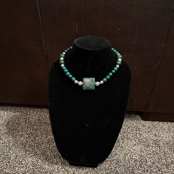 Hand Crafted Jewelry - Hand Crafted “One of Kind” Chrysocolla & Sterling Silver Necklace